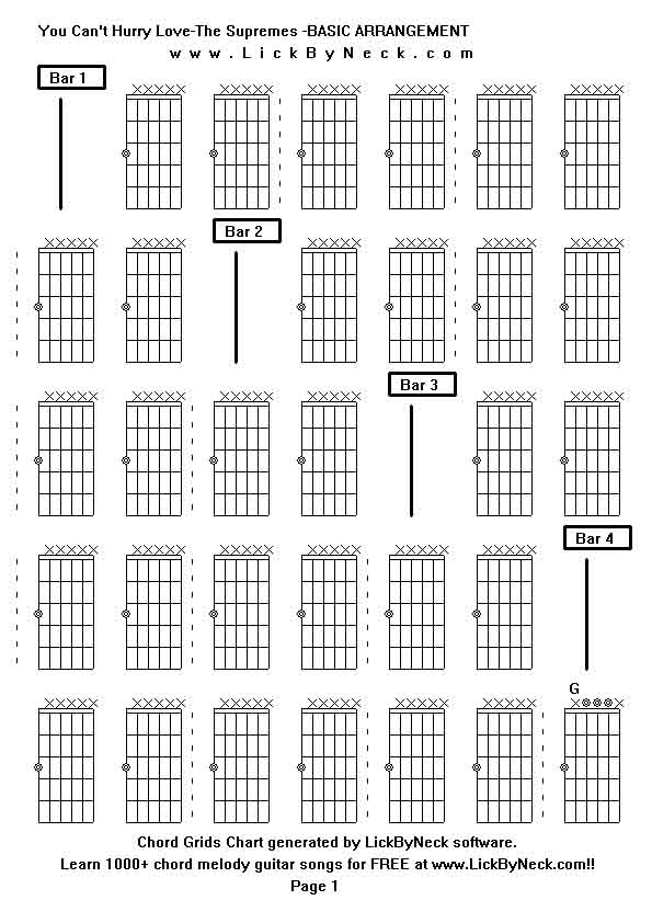 Chord Grids Chart of chord melody fingerstyle guitar song-You Can't Hurry Love-The Supremes -BASIC ARRANGEMENT,generated by LickByNeck software.